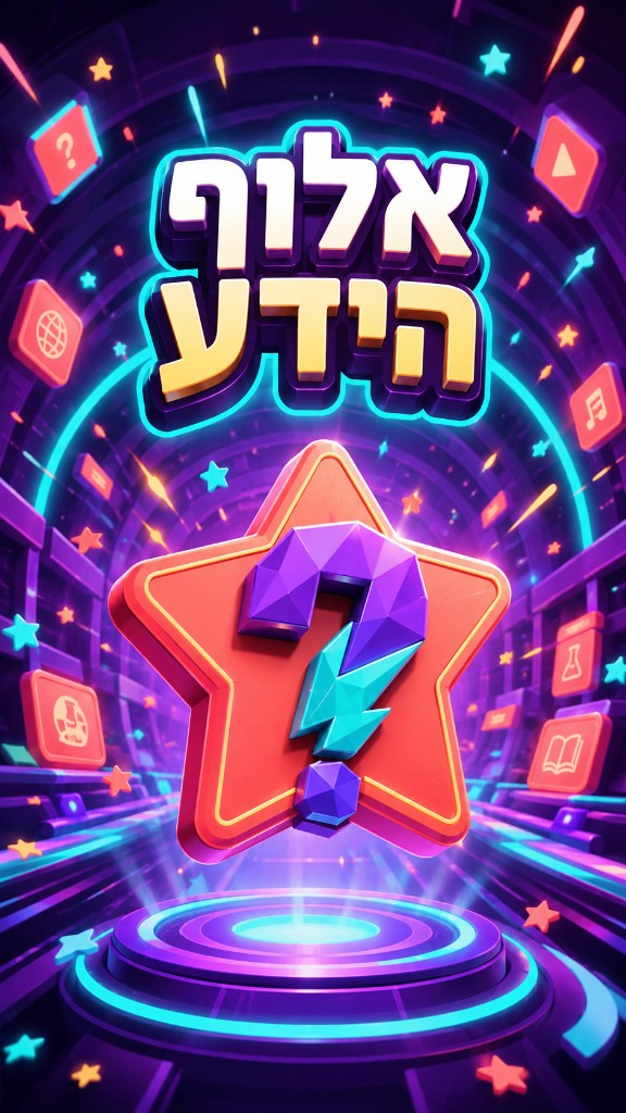 מסך הפתיחה של אלוף הידע: גביע זהב על רקע שמיים